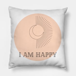 Affirmation Collection - I Am Happy (Orange) Pillow