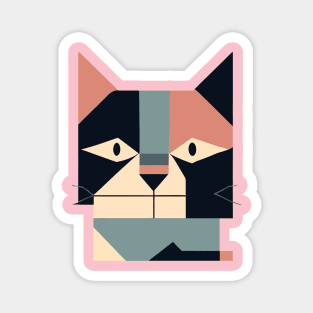 Geometric funny Cat Face Abstract Shapes Magnet