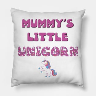 Mummy's Little Unicorn - rainbow and unicorn letters cute pink design Pillow