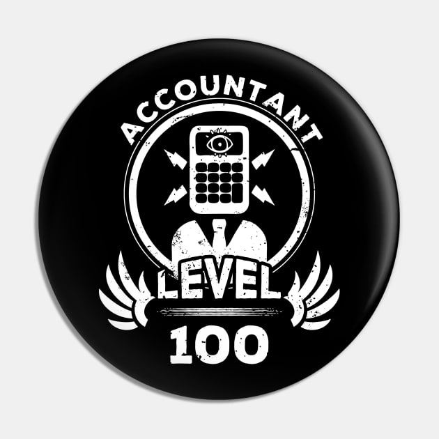 Level 100 Accountant Accountancy Fan Gift Pin by atomguy