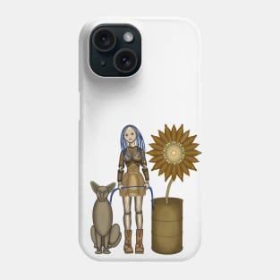 Girl with a cat and a sunflower. Steampunk (2) Phone Case