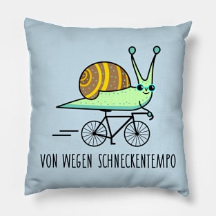 Funny snail rides a bicycle Pillow