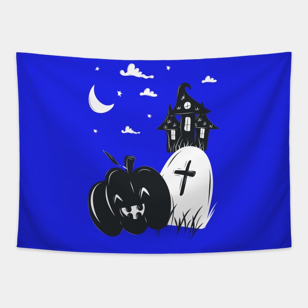 Pumpkin Night Tapestry by M2M