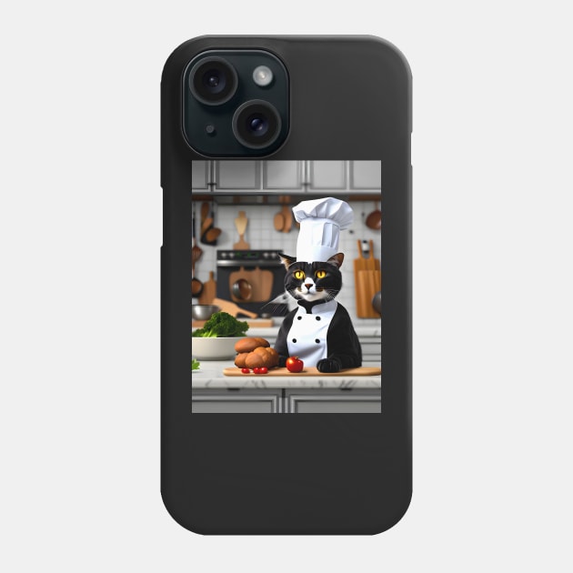 Chef Cat - Modern Digital Art Phone Case by Ai-michiart