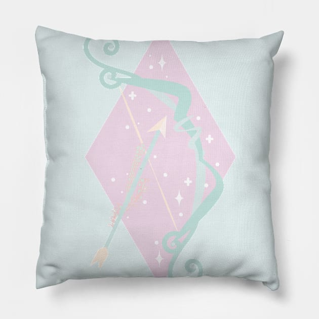 Sagittarius Bow and Arrow (Pastel) Pillow by VenusAndMoon