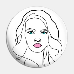 Woman line art fashionable face Pin