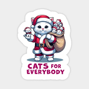 Cats For Everybody, Cat Santa Carries Cute Gift Kittens for everybody for Christmas, funny graphic tshirt for Cat Lovers Magnet