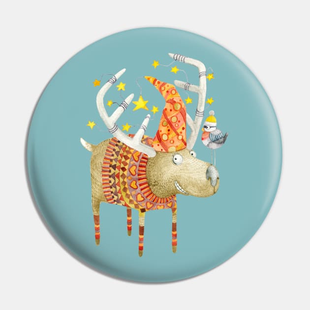 Christmas Reindeer Pin by ruta13art