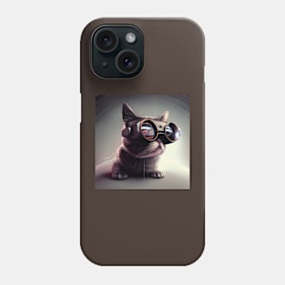 little cute cat with fantastic glasses Phone Case