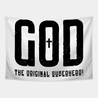 GOD The Original Superhero Biblical Cross Tapestry