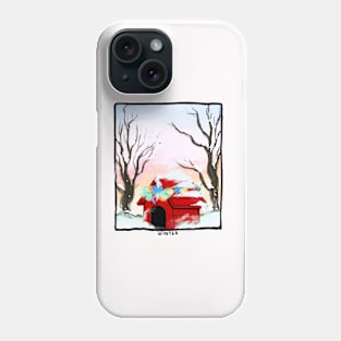 The Red Dog House In Winter Phone Case