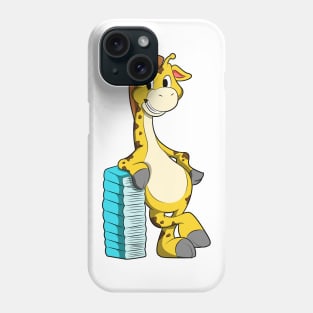 Giraffe with Stack of Books Phone Case