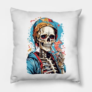 Skeleton Smoking a ciggy Pillow