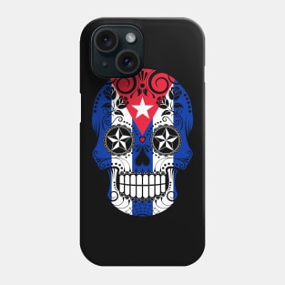 Cuban Flag Sugar Skull with Roses Phone Case