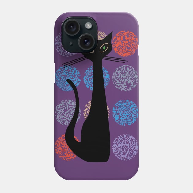 Hip Cat Mid Century Modern Phone Case by SunGraphicsLab