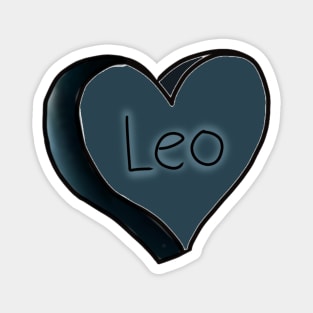 Leo Star Sign Onyx Love Heart Magnet