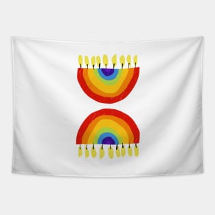 Rainbow Chanukiah Print Tapestry