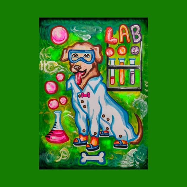 Lab Dog Working In A Science Lab by Art by Deborah Camp