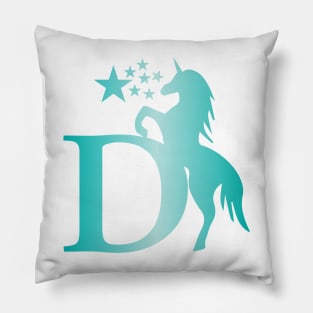 D Unicorn Star Monogram Pillow