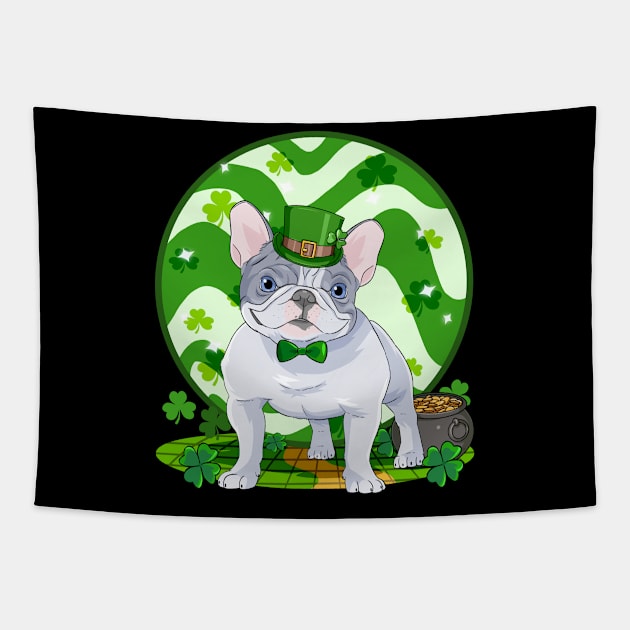 French Bulldog Dog St Patricks Day Irish Leprechaun Tapestry by Noseking