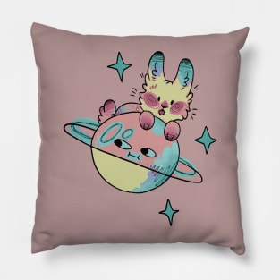 bunny with moon and stars Pillow