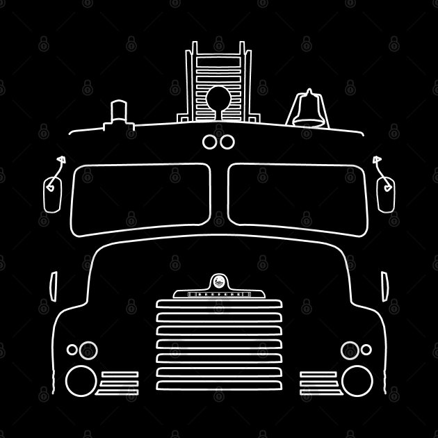 Bedford Green Goddess pump fire engine outline graphic (white) by soitwouldseem