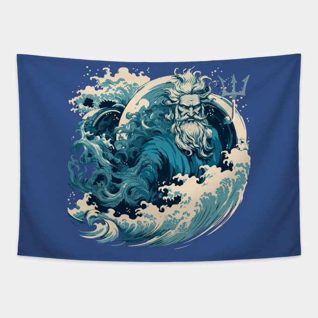 Poseidon Greek God of the Sea. Poseidon art Tapestry by tatadonets