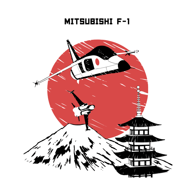 Japanese Mitsubishi F-1 illustration by Virkalosa