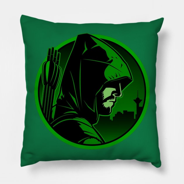 Green Arrow Art Emblem Pillow by Heroified