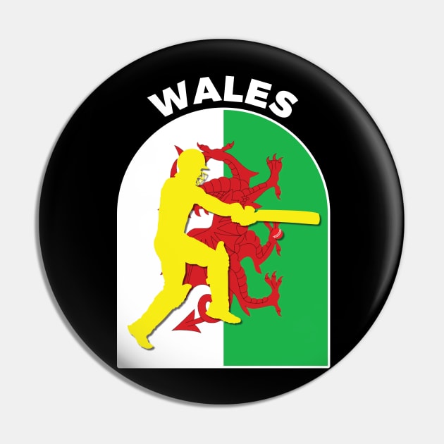 Wales Cricket Batsman Wales Flag Pin by DPattonPD