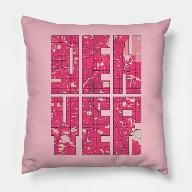 Denver, Colorado, USA City Map Typography - Blossom Pillow by deMAP Studio