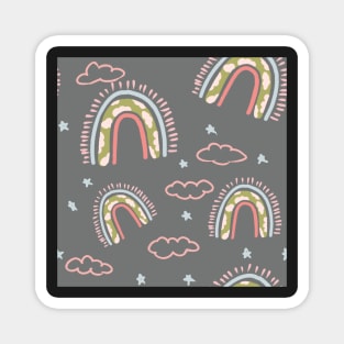 cute boho rainbow pattern grey Magnet