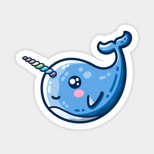 Narwhal With A Rainbow Horn Magnet