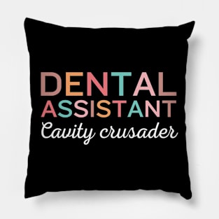 Cavity crusader Funny Retro Pediatric Dental Assistant Hygienist Office Pillow