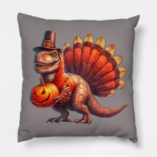 Turkey Saurus Rex Thanksgiving Dinosaur Pillow