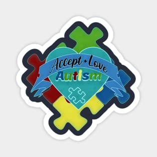 Autism Awareness Puzzle and Heart Design Magnet