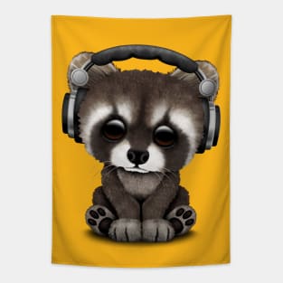 Cute Baby Raccoon Deejay Wearing Headphones Tapestry