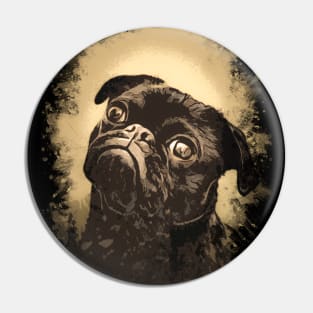 Vintage Pug ✪ Cute Retro Abstract Painting Art Style for dog Lovers and owners Pin