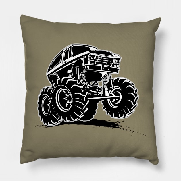 Cartoon monster truck Pillow by Mechanik