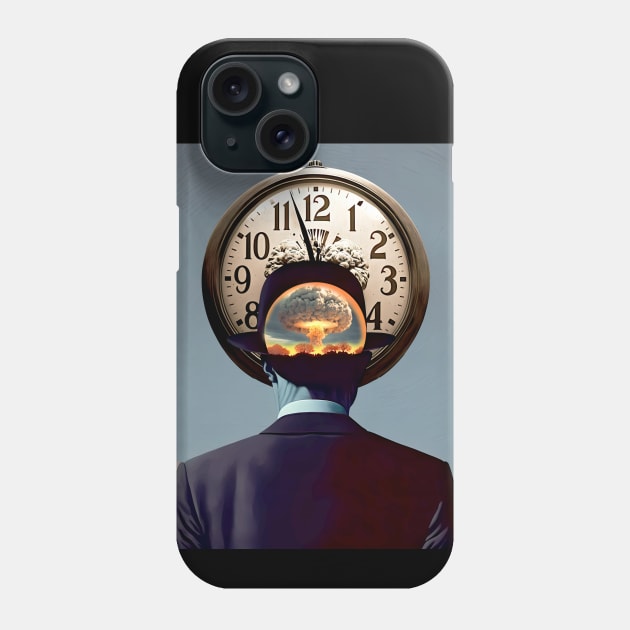 Doomsday Clock 2023 No 1: Ninety Seconds Left to Go on a Dark Background Phone Case by Puff Sumo