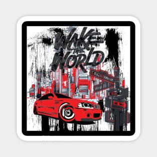 Wake the World, American Muscle Car, New York Vintage Cars Magnet