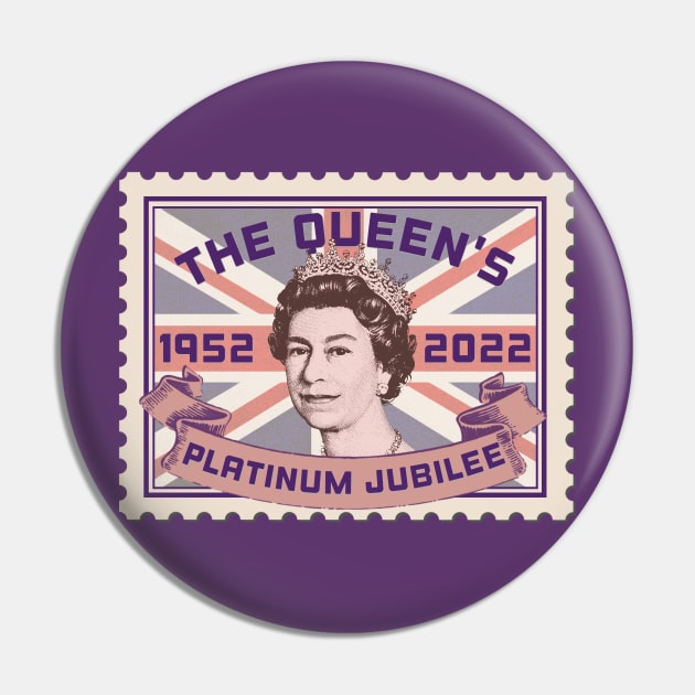 Queen Elizabeth II Platinum Jubilee Retro Stamp Pin by PincGeneral