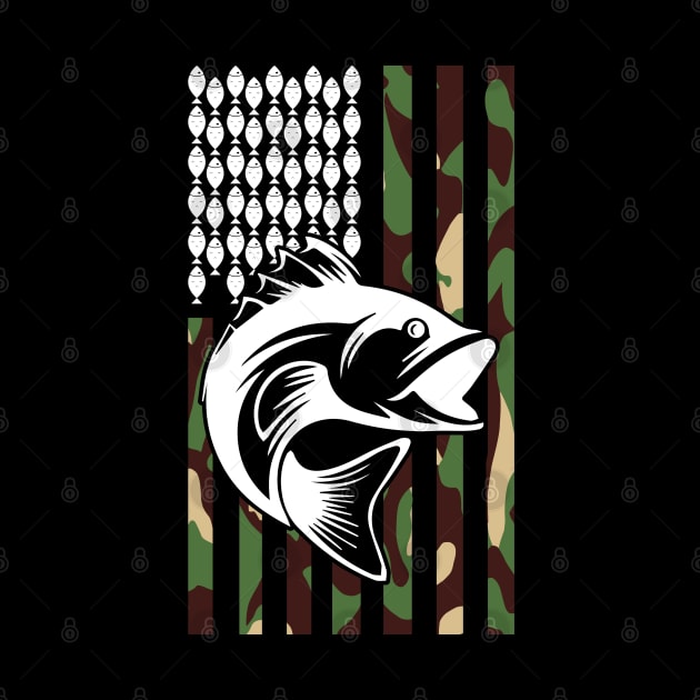 Fishing Tshirt Camouflage USA Flag for Bass Fisherman by busines_night