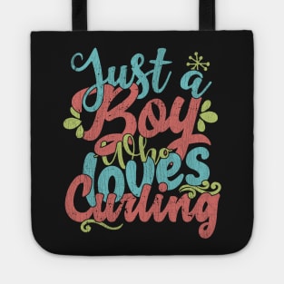 Just A Boy Who Loves Curling Gift graphic Tote