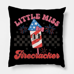 Groovy Little Miss Firecracker 4th Of July  Girl Toddler Pillow