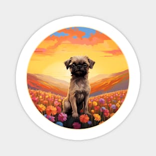 Colorful Brussels Griffon Bruxellois Puppy Dog Painting Magnet