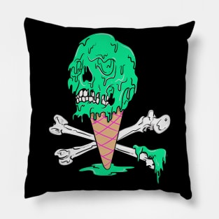 Melting Ice Cream Screaming Skull Pillow