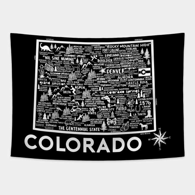 Colorado Map Tapestry by Whereabouts Shop