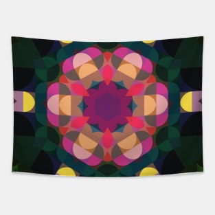 Retro Mandala Flower Pink Yellow and Purple Tapestry