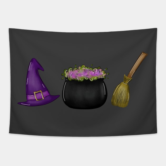 witch halloween costume Tapestry by ithacaplus